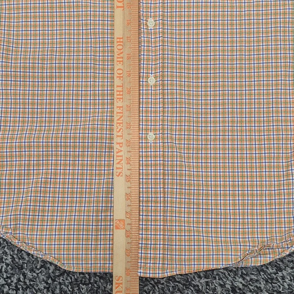 Polo Ralph Lauren Mens XL Short Sleeve Button Down Shirt‎ Orange Plaid Cotton